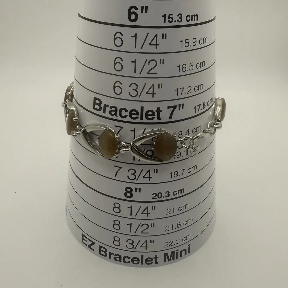 Two Silver Tone Bracelets Mother of Pearl Bangle 7.75” Glass Stone Tennis 7.5” - Picture 8 of 9